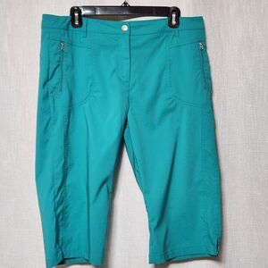 NVO by LANCTOT Blue-Green  Capri Cropped Size 12 Summer Travel